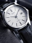 zegarek casio MTP-1183 srebrny, skórzany czarny pasek, datownik